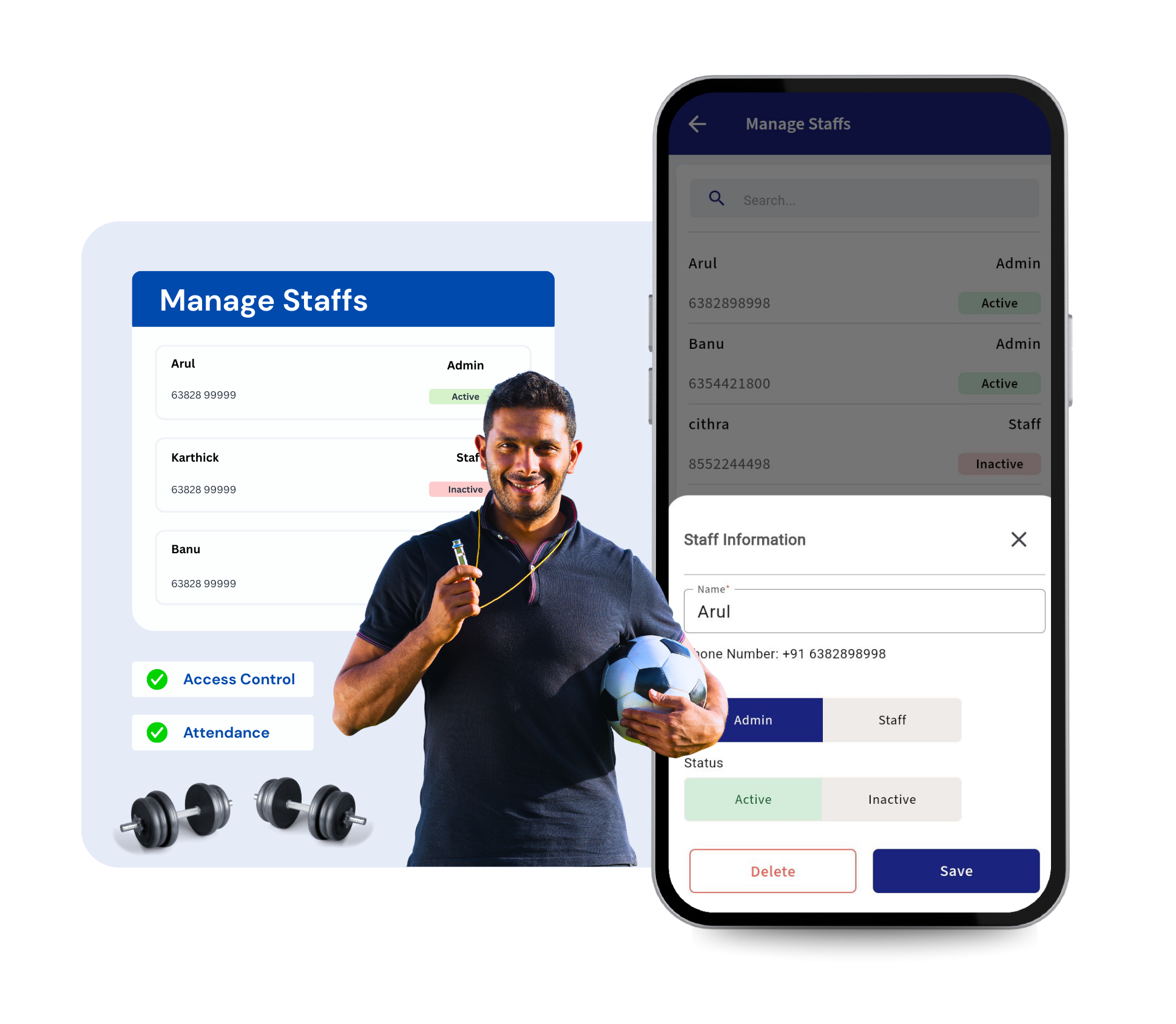 Staff scheduling in gym management software